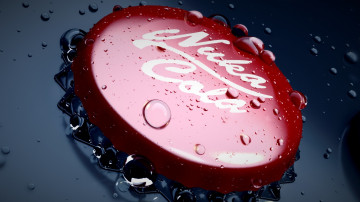 nuka cola, крышка с бутылки, капли воды