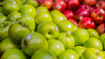 яблоки зеленые и красные, фрукты, 2560х1440