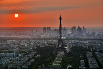 Фото бесплатно горизонт, город, восход солнца в Париже, Эйфелева башня, Франция