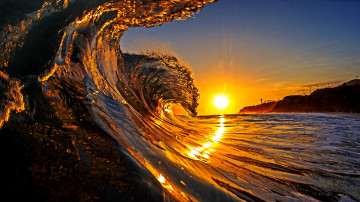 Majestic wave at sunrise, California, USA, Волшебная волна на рассвете, Калифорния, США