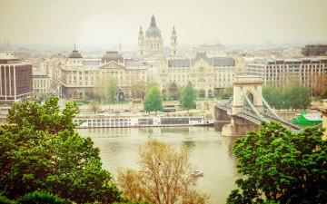 Мост, Будапешт, здания, город, река