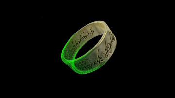 минимализм, светящее кольцо с гравировкой, черный фон, minimalism, luminous ring with engraving, black background