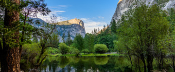 4К обои, национальный парк, озеро Йосемити, штат Калифорния, США, горы, деревья, пейзаж, красивейшие места планеты