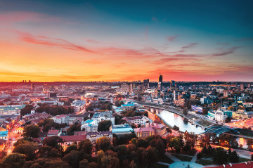 городской пейзаж, мир, город, закат