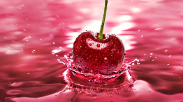макро, вишня, ягода, минимализм, вода, сок, бордо, брызги