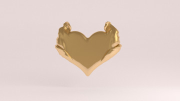 золотое сердце, минимализм, логотип, эмблема, 2560х1440