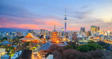 Фото бесплатно Япония Токио, горизонт, облака, город, закат, небоскребы