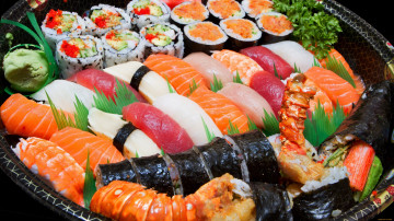 еда, морепродукты, суши, роллы, красная рыба