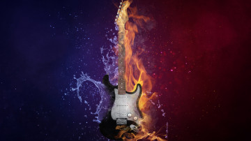 electric guitar, 3d, creative wallpaper