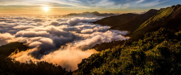 sea of clouds, hehuanshan mountain, выше облаков, гора Хеуаншань, закат, красота