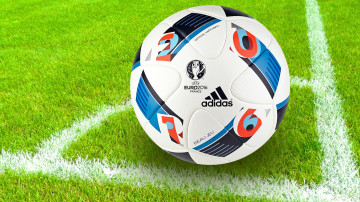 uefa euro 2016 ball, угол, зеленая трава, футбольное поле