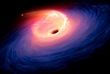 Фото бесплатно космос, черная дыра, поглощение звезды