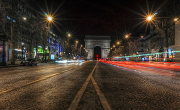 Фото бесплатно ночная улица, Франция, Париж, площадь, триумфальная арка, архитектура