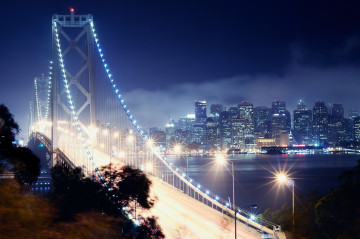 Фото бесплатно ночь, городской пейзаж, современная архитектура, освещенный ночью мост