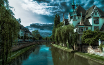 Страсбург, Франция, дома, река, город, здания, архитектура, обои, Strasbourg, France, houses, river, city, buildings, architecture, wallpaper