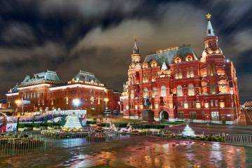 Россия, Москва, государственный исторический музей, ГИМ, ночной город