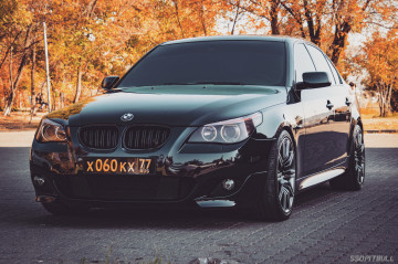 BMW E60 550i Pitbull 550Pitbull, осень, черное авто