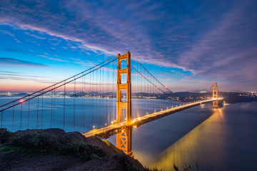 Фото бесплатно Мост Золотые Ворота, Сан-Франциско, Калифорния, США, Тихий океан, вечер