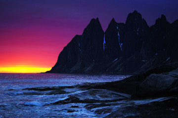 горы, закат солнца, вечер, море, скалы, красота, mountains, sunset, evening, sea, rocks, beauty