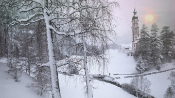 Зима в Тироле, Австрия, природа, снег, деревья