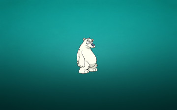 медведь, белый, бирюзовый фон, минимализм, обои скачать на рабочий стол, bear, white, turquoise background, minimalism, wallpaper on your desktop download