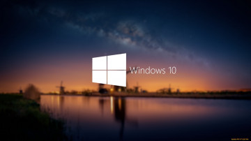 логотип, окно, 10, закат, горизонт, экранная заставка, Logo, window, 10, sunset, horizon, screen saver