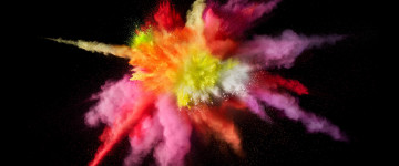 абстракция, 3440х1440, 4К обои, черный фон, взрыв, краски, фейерверк, abstraction, black background, explosion, paints, fireworks