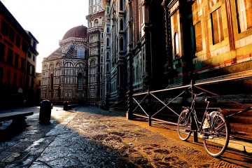 Флоренция, Италия, город, улица, велосипед