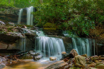 Фотографии водопадов, качественные снимки водопада, природа, лес, скалы