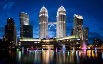 Фото бесплатно Малайзия, небоскребы, современная архитектура, ночной город, 3840х2400 4к обои