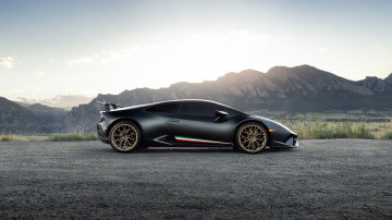 Фото бесплатно Lamborghini Huracan, черный, асфальт, 3840x2160 4k обои