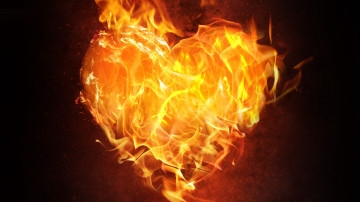огонь, пламя, сердце, любовь, романтика, тёмный фон, 3840х2160, разное