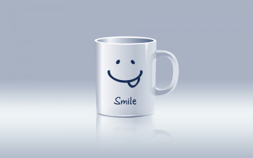 белая чашка с улыбкой, минимализм, смешные обои, White cup with a smile, minimalism, funny wallpaper