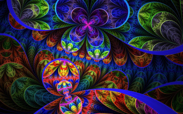 яркая разноцветная абстракция, цветы, листья, обои HD, Bright multicolored abstraction, flowers, leaves, HD wallpaper