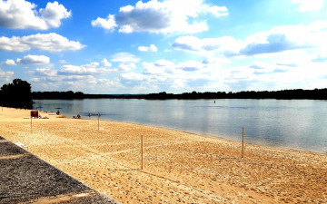 песок, пляж, река, облака, небо, набережная, Днепр, 3840х2400, 4к обои