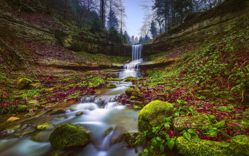Фото бесплатно мох, лето, зелень, водопад, природа