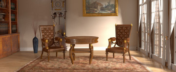 royal interior design, гостиная, стол, стулья, мебель, картина, часы, французские окна