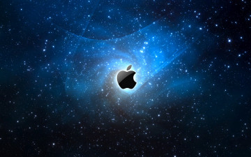 логотип, откушенное яблоко, звезды, космос, минимализм, Apple, Logo, bitten apple, stars, space, minimalism,