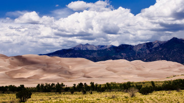 great sand dunes national park, 2560х1440, большие песчаные дюны, национальный парк, горы, облака, природа