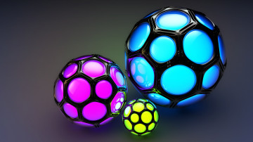 balls, polyhedra, glass, gray background, multi-colored, мячики, многогранники, стеклянные, серый фон, разноцветные