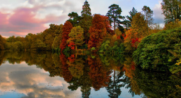 осень, река, небо, деревья, пейзаж, autumn, river, sky, trees, landscape