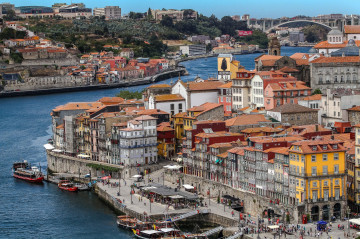 Фото бесплатно города, Португалия, речной катер, водоем, здания