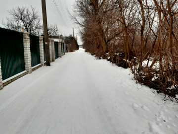 зимний город, снег, деревья, забор, улица