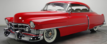 cadillac 61 coupe 1950, красное авто, раритет
