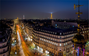 Фото бесплатно ночная улица, ночной город, Париж, Франция, вид с высоты, освещение