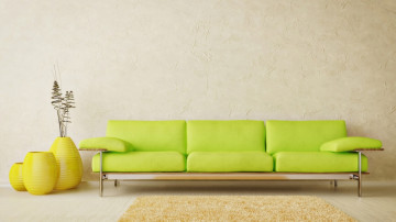 ultra hd 4k wallpaper, интерьер в стиле минимализм, диван и вазы салатового цвета, Interior in minimalism style, sofa and vases of green color