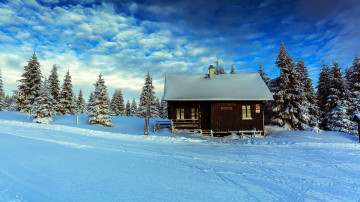 фермерский домик зимой 3840х2160, 4к обои