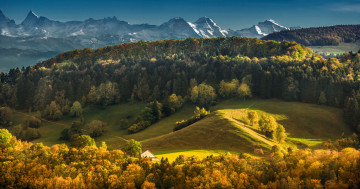 Обои на рабочий стол Альпы, Швейцария, осенние, Горы, Bernese, Пейзаж, Highland, Осень, Природа, альп, гора