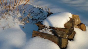 quad hd обои, дрова под снегом, зима, природа