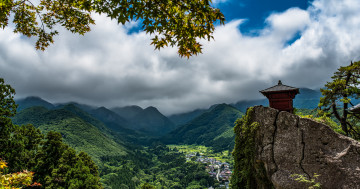 Обои на рабочий стол Япония, Tohoku, облачно, гора, Утес, Горы, Природа, скалы